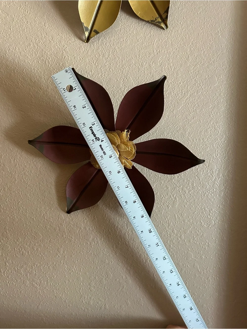 Metal Floral Wall Accent Decor Pair - Gold & Burgundy